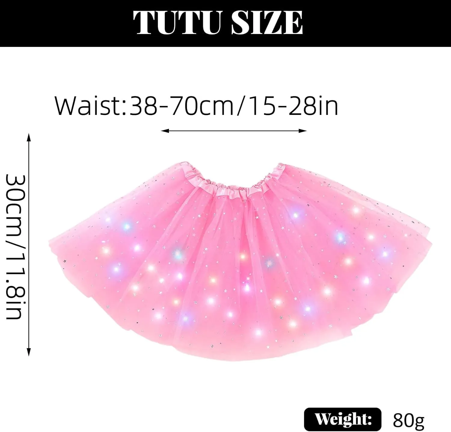 Girl's LED Skirt Light Up Tutus Glow Tulle Dance Skirts for Party Rave Festival Halloween Costume, 2-8 Years