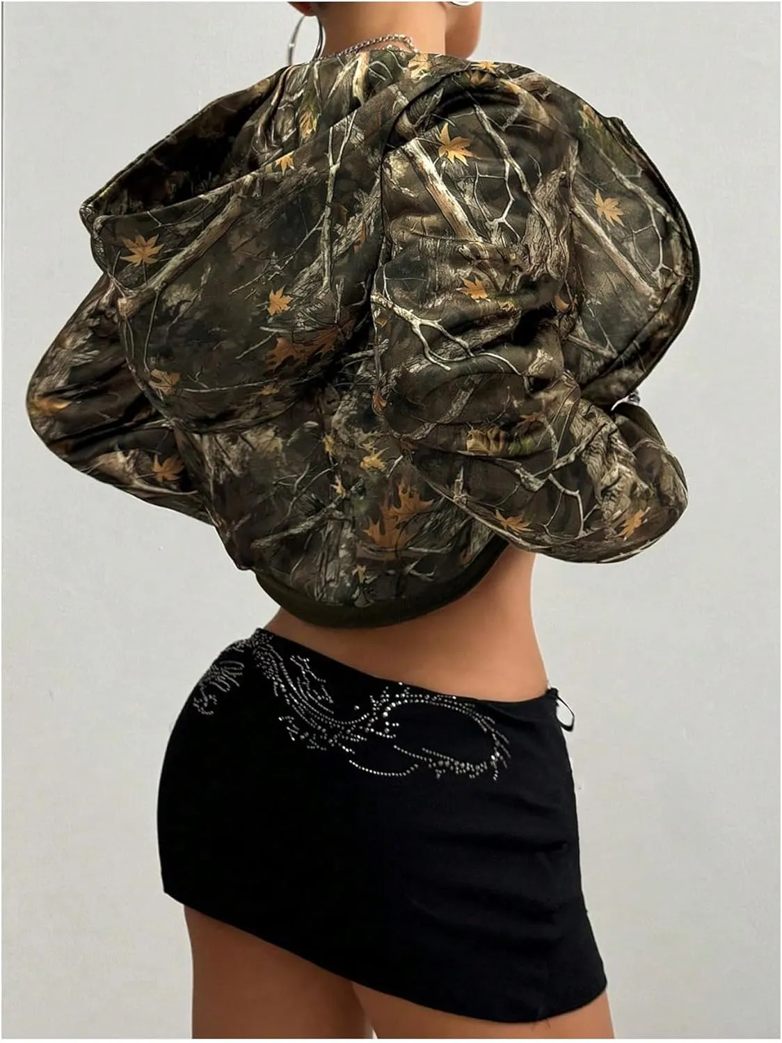 GORGLITTER Women's Leopard Print Zip Up Hoodie Y2k Crop Light Weight Trendy Jackets