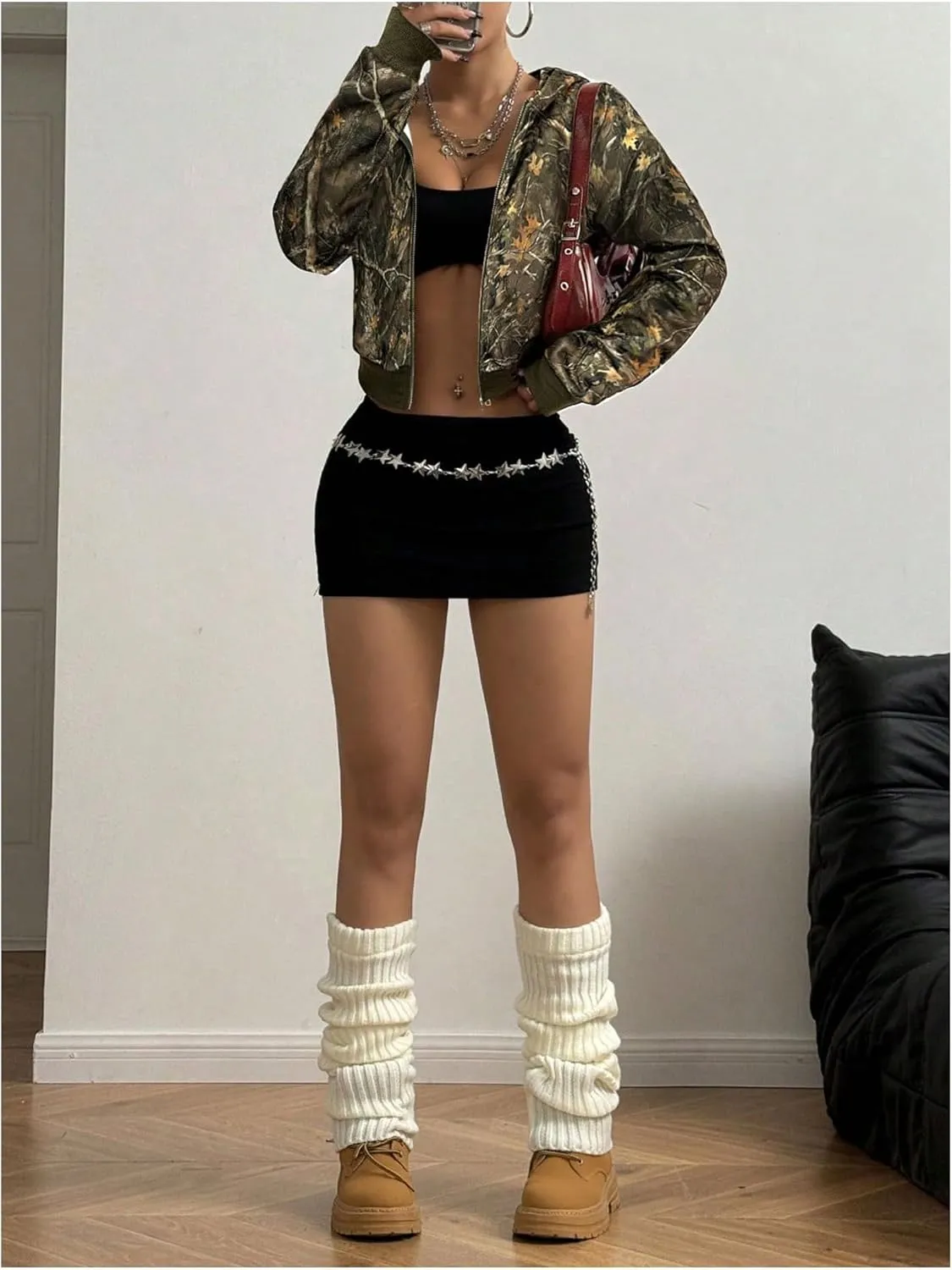 GORGLITTER Women's Leopard Print Zip Up Hoodie Y2k Crop Light Weight Trendy Jackets