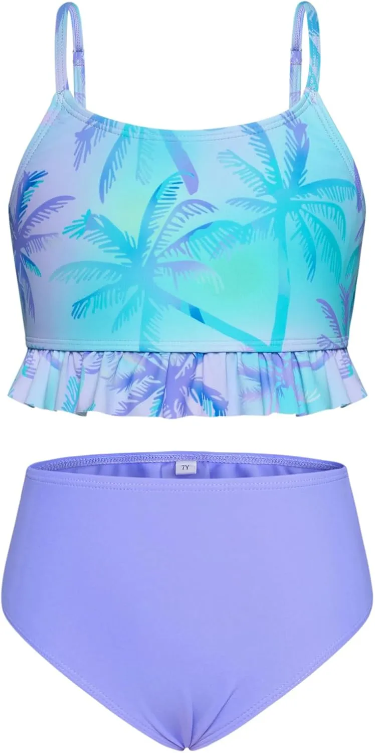 GRACE KARIN Girls Bikini Swimsuits 3 Piece Set Bathing Suit with Cover Up Pants Quick Dry Swimwear 5-12Y