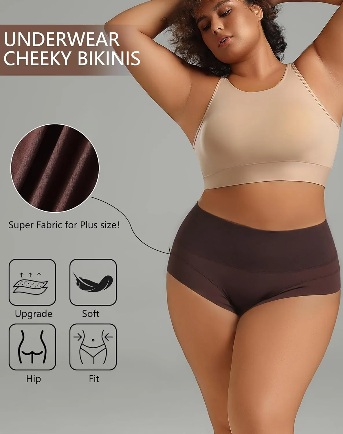 High Waisted Underwear for Women Seamless Stretch Full Coverage Briefs Womens Panties 5 Pack