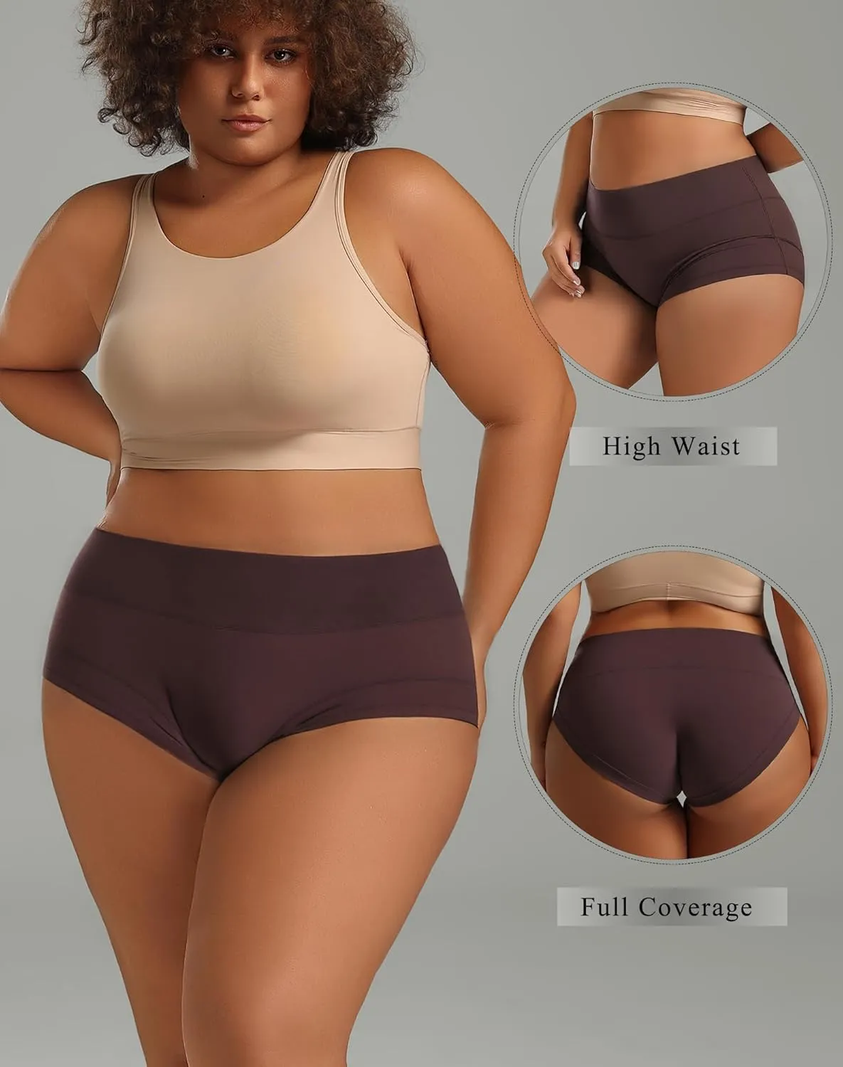 High Waisted Underwear for Women Seamless Stretch Full Coverage Briefs Womens Panties 5 Pack