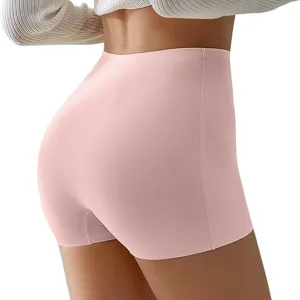 Ice Silk Seamless Slip Shorts for Women Under Dress,Womens Seamless Shaping Boyshorts (Pink,Small)