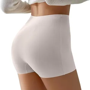 Ice Silk Seamless Slip Shorts for Women Under Dress,Womens Seamless Shaping Boyshorts (White,X-Large)