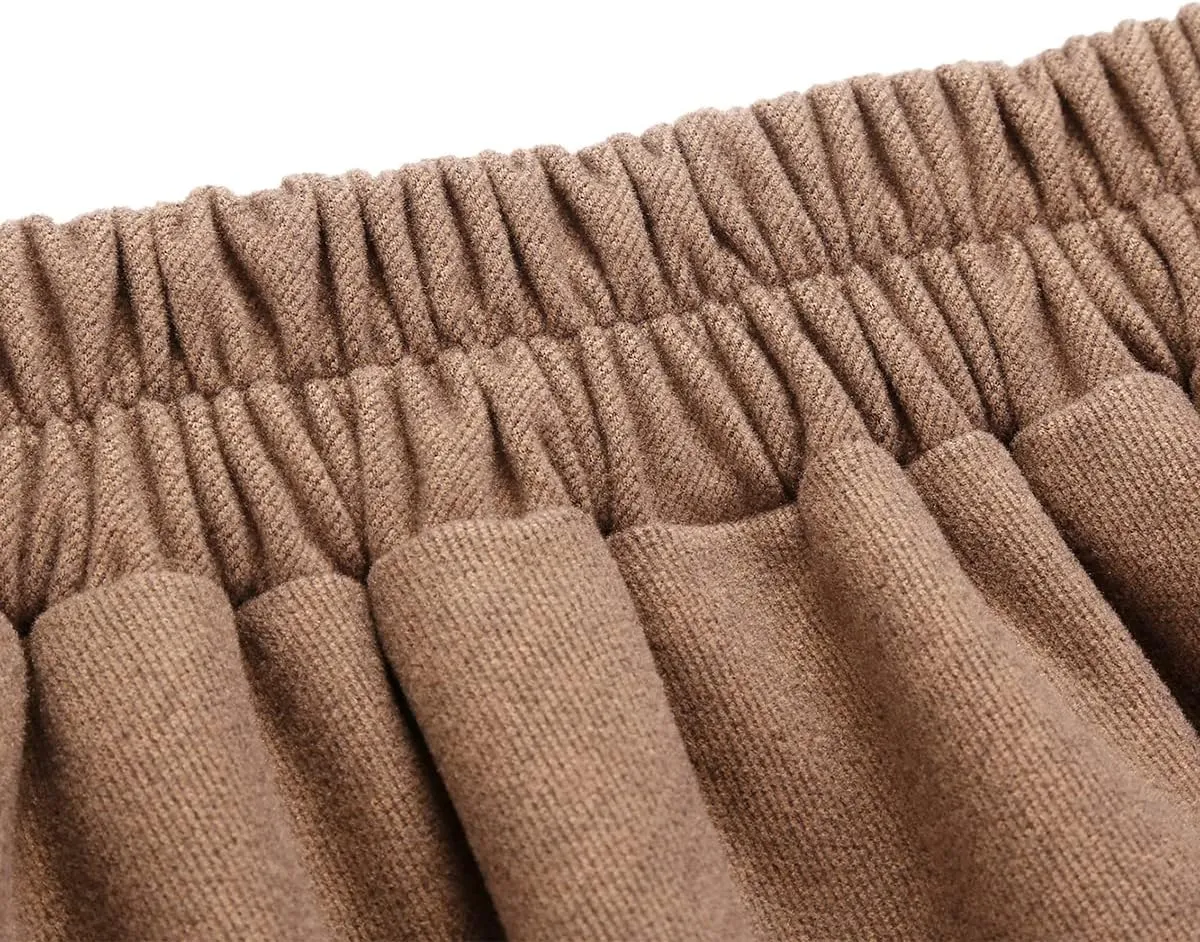 IDEALSANXUN Wool Skirts for Womens High Waist Aline Pleated Midi Skirts