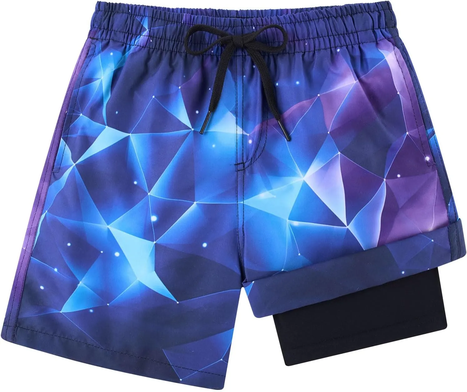Idgreatim 5-16T Boys Swim Trunks with Compression Liner Summer Beach Quick Dry Swimsuit Bathing Suit