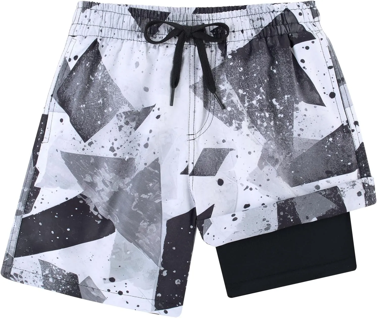 Idgreatim 5-16T Boys Swim Trunks with Compression Liner Summer Beach Quick Dry Swimsuit Bathing Suit
