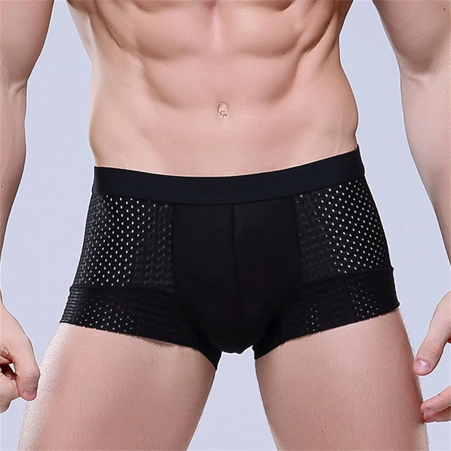 JEKE-DG Men Breathable Ice Silk Boxer Briefs U Convex Shorts Low Rise Underwear Mesh Sports Boxer Underpants