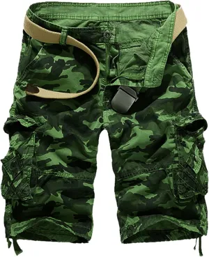 JEsilunmaMY Men's Multi Pocket Camo Cargo Shorts Relaxed Fit Outdoor Camouflage Shorts Casual Loose Cotton Military Shorts