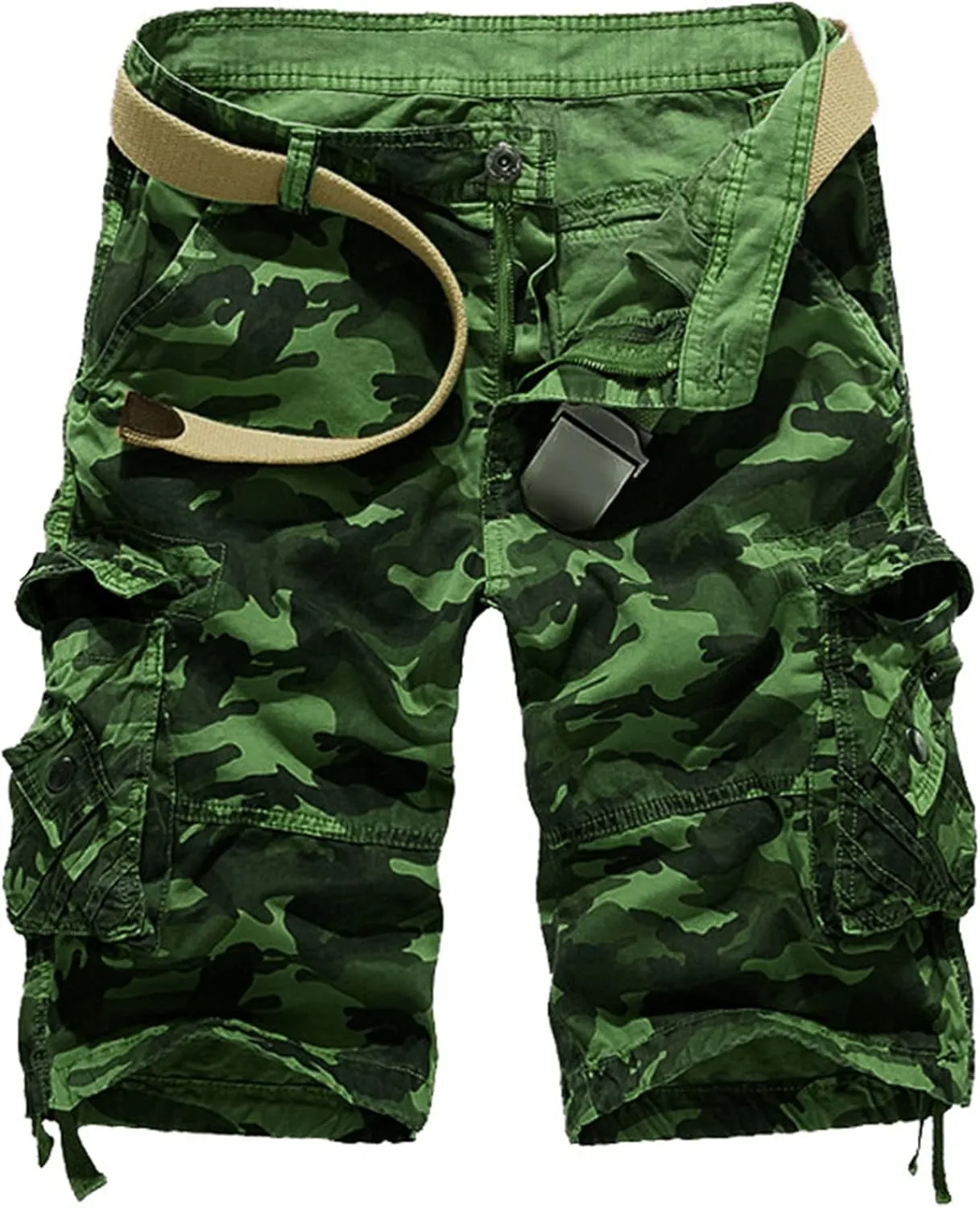 JEsilunmaMY Men's Multi Pocket Camo Cargo Shorts Relaxed Fit Outdoor Camouflage Shorts Casual Loose Cotton Military Shorts