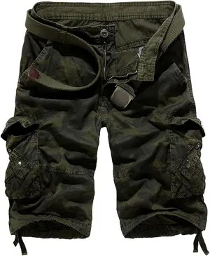 JEsilunmaMY Men's Multi Pocket Camo Cargo Shorts Relaxed Fit Outdoor Camouflage Shorts Casual Loose Cotton Military Shorts