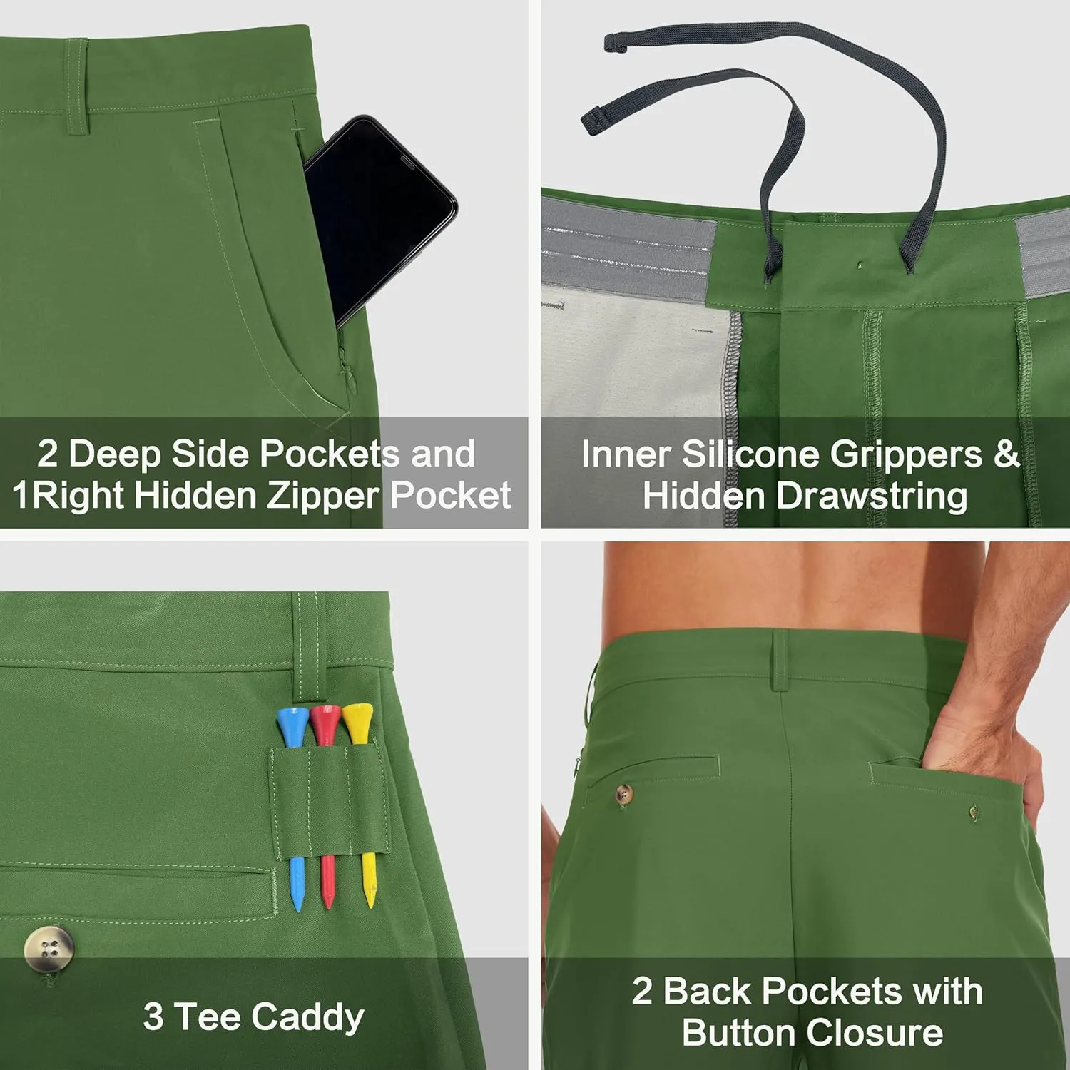JWM Mens 7"/9" Stretch Golf Shorts - Lightweight Hybrid Casual Dress Work Flat Front Shorts with 5 Pockets Quick Dry UPF50
