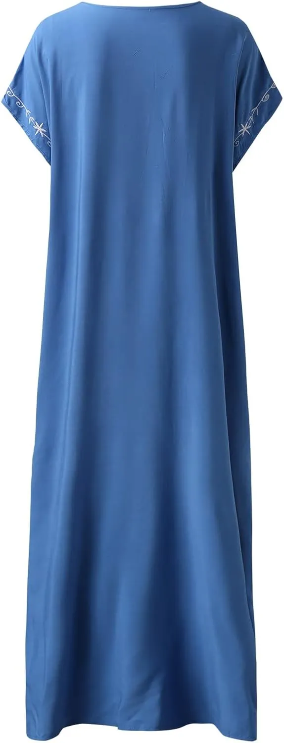 Kaftan Dresses for Women Plus Size Bathing Suit Cover up Vneck Batwing Dress Loose fit Moroccan Caftan mumu Dresses Amethyst