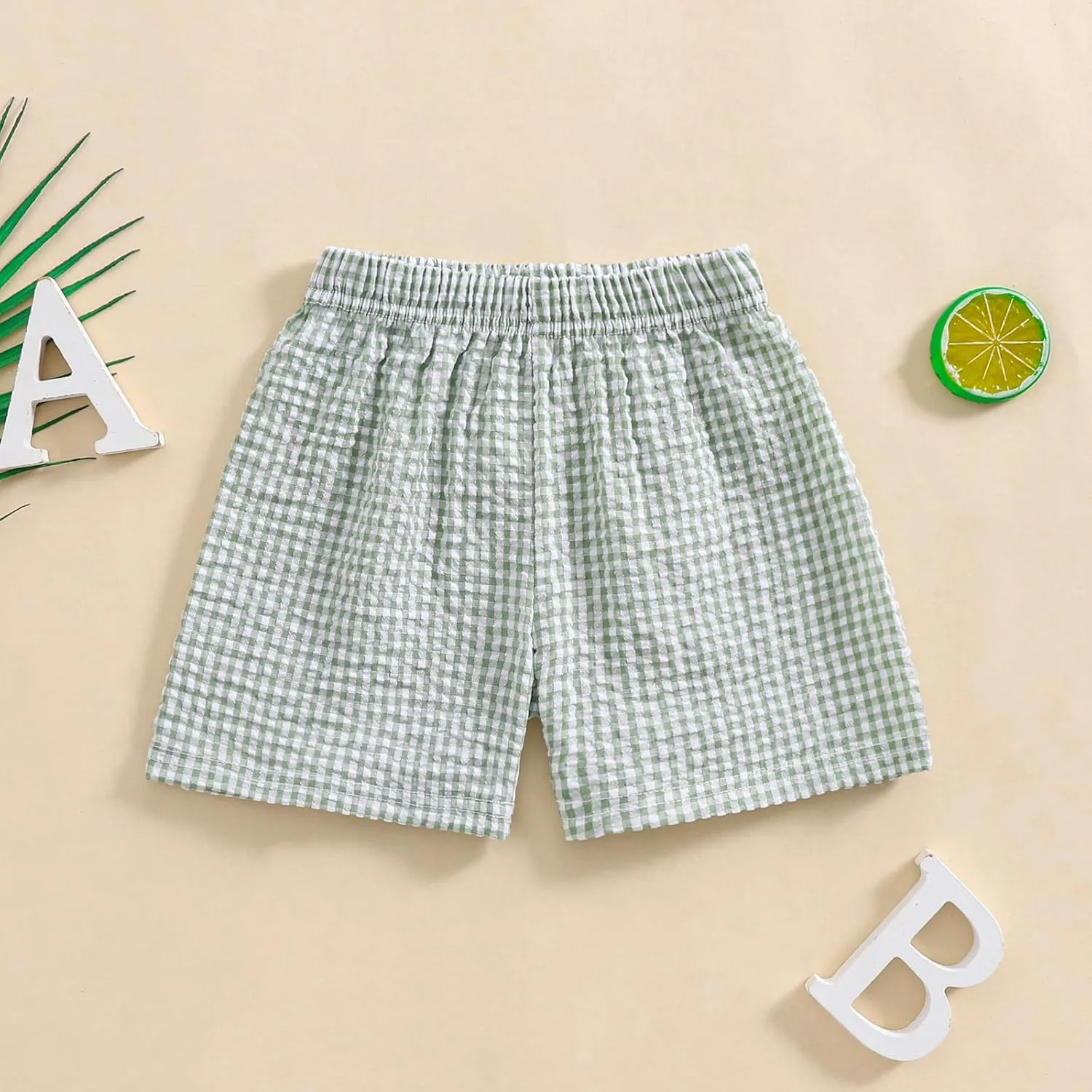 Karuedoo Toddler Baby Boy Girl Shorts Gingham Plaid/Seersucker Shorts Summer Casual Elastic Waist Shorts Pants Bottoms
