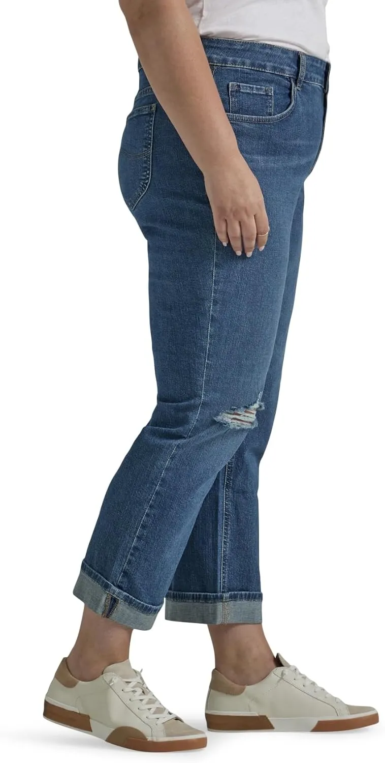 Lee Women's Plus Size Mid Rise Boyfriend Jean