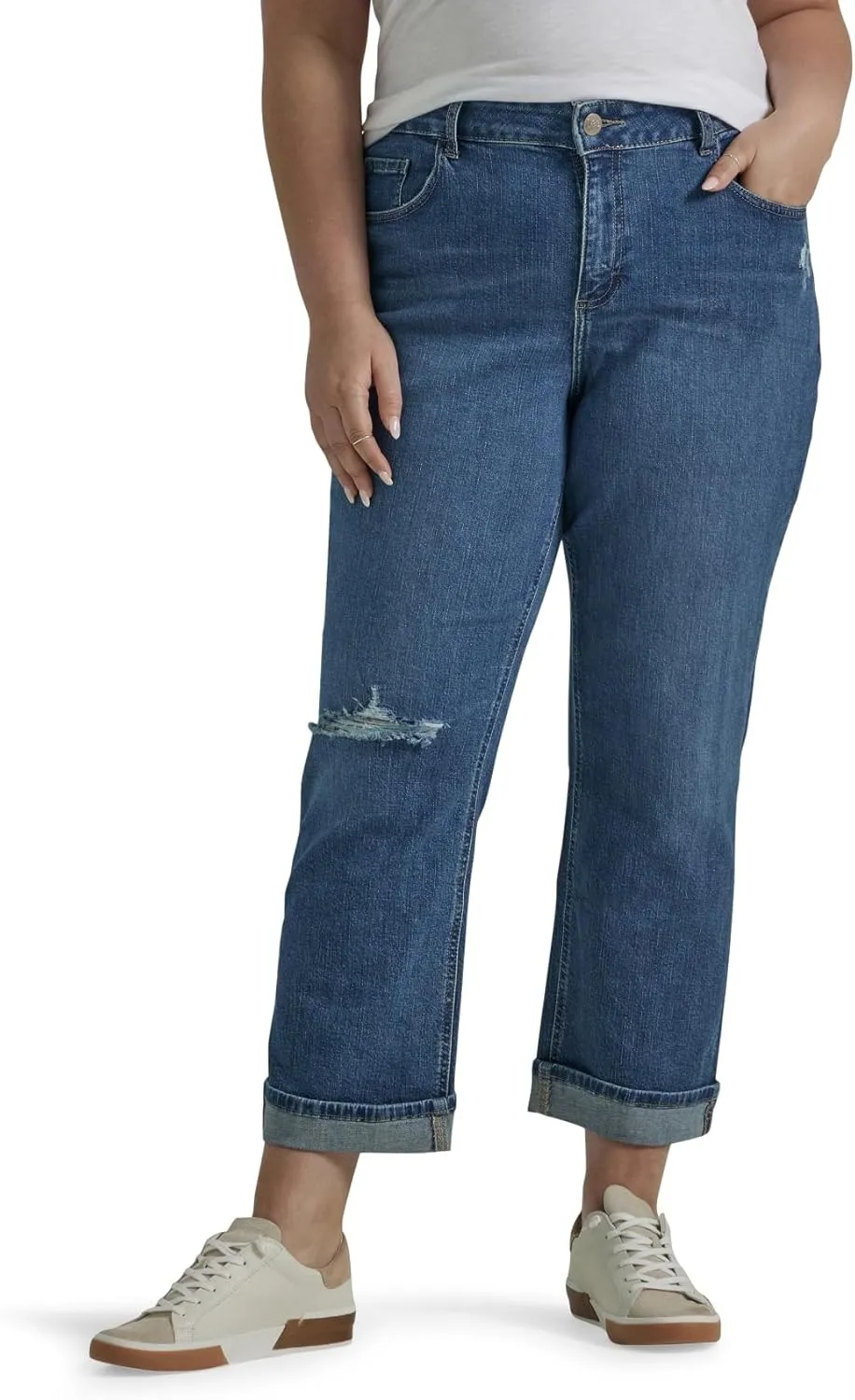Lee Women's Plus Size Mid Rise Boyfriend Jean