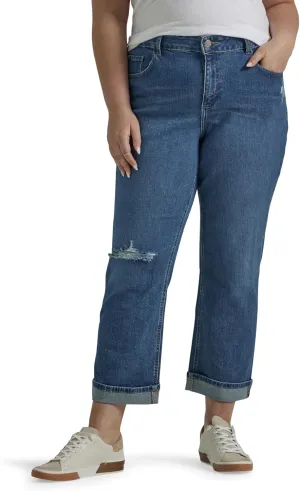 Lee Women's Plus Size Mid Rise Boyfriend Jean