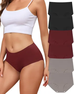 LEVAO Women's High Waisted Seamless Underwear No Show Full Coverage Briefs Stretchy Invisible Panties Cheeky Pack of 6