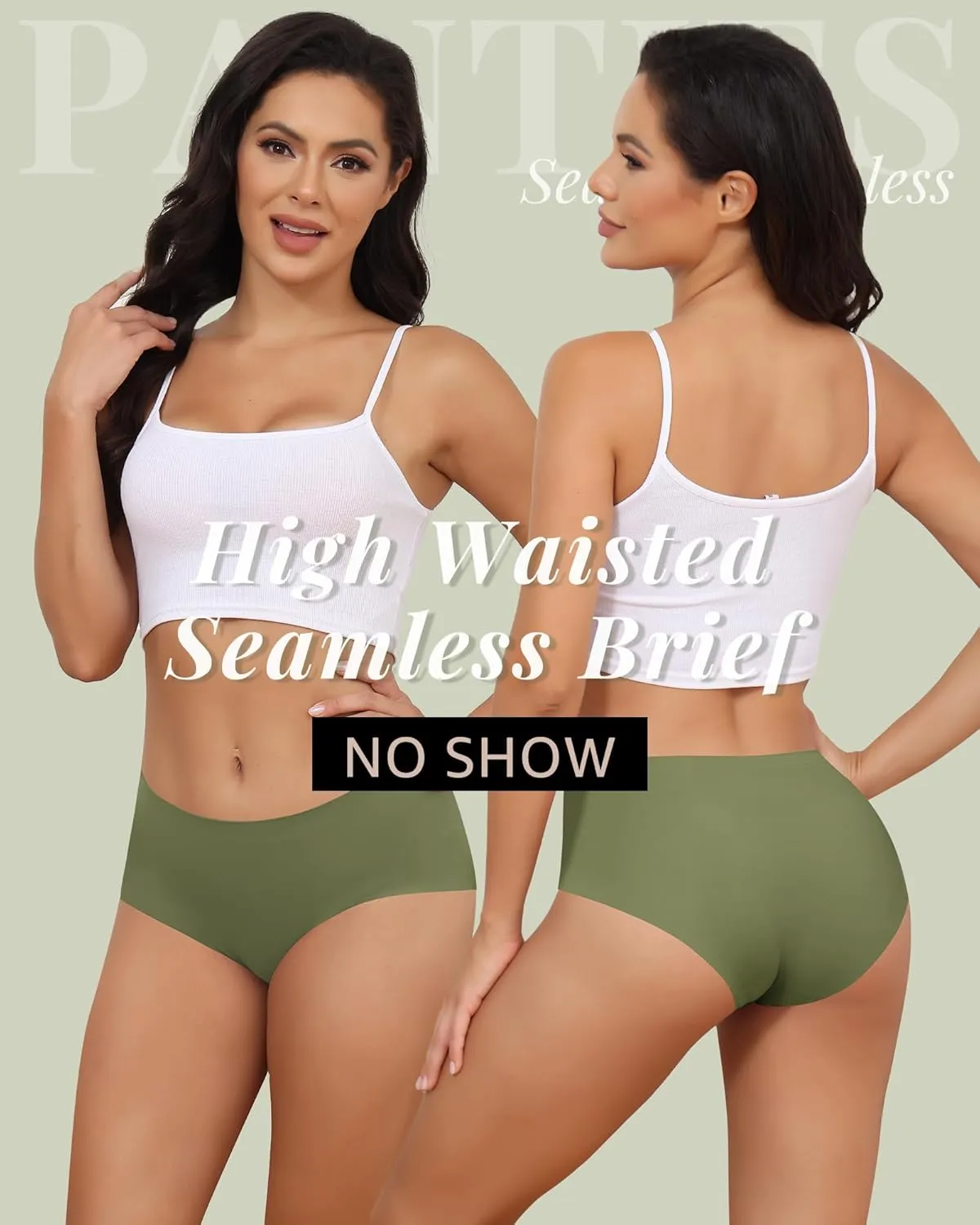 LEVAO Women's High Waisted Seamless Underwear No Show Full Coverage Briefs Stretchy Invisible Panties Cheeky Pack of 6