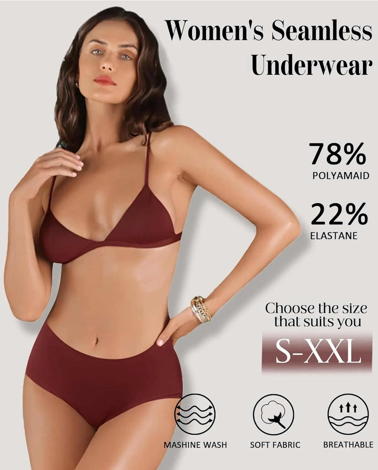 LEVAO Women's High Waisted Seamless Underwear No Show Full Coverage Briefs Stretchy Invisible Panties Cheeky Pack of 6