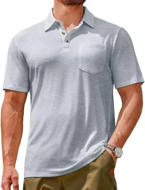 Lexiart Men's Casual Polo Shirt Short Sleeve Classic Golf Shirt Basic Collared Pocket Tops