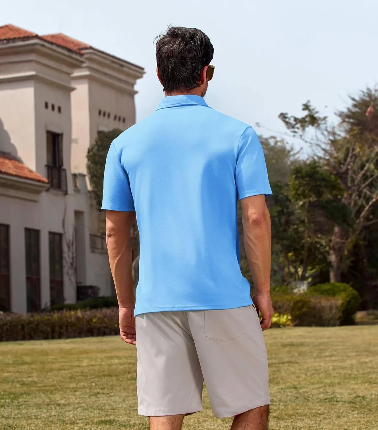 Lexiart Men's Casual Polo Shirt Short Sleeve Classic Golf Shirt Basic Collared Pocket Tops