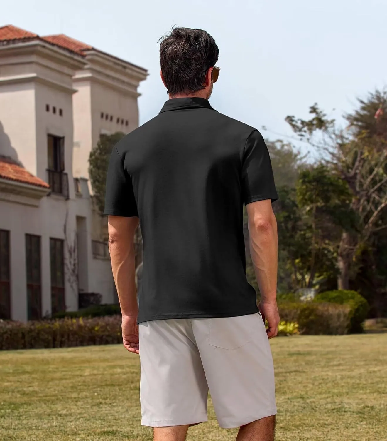 Lexiart Men's Casual Polo Shirt Short Sleeve Classic Golf Shirt Basic Collared Pocket Tops
