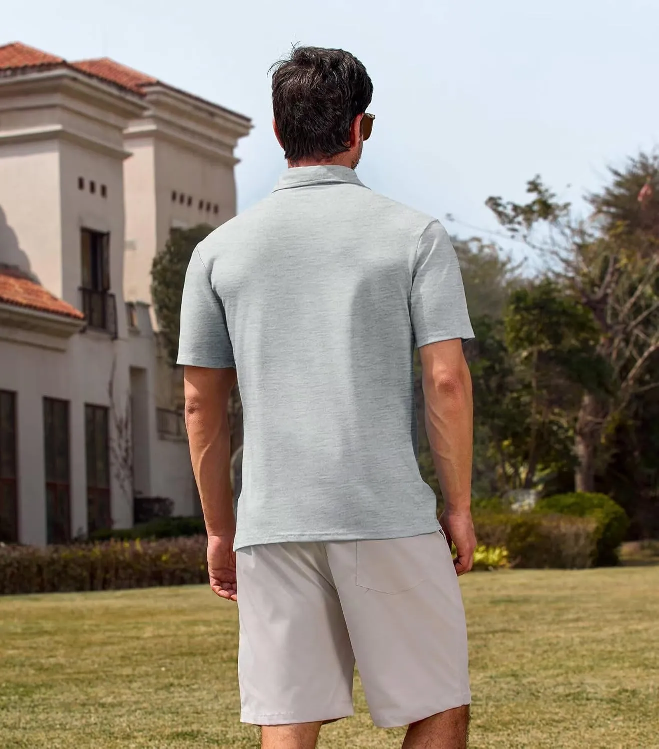 Lexiart Men's Casual Polo Shirt Short Sleeve Classic Golf Shirt Basic Collared Pocket Tops