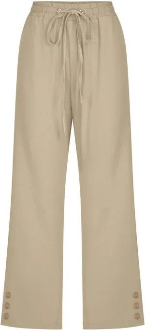 Linen Capris for Women 2025 Summer Casual Capris Palazzo Beach Summer Outfits 2025 Trendy Linen Cropped Pants Women