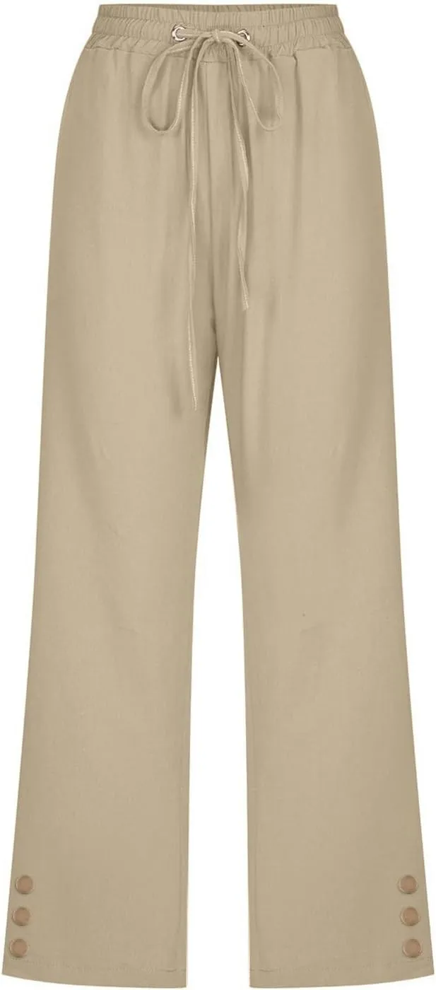 Linen Capris for Women 2025 Summer Casual Capris Palazzo Beach Summer Outfits 2025 Trendy Linen Cropped Pants Women
