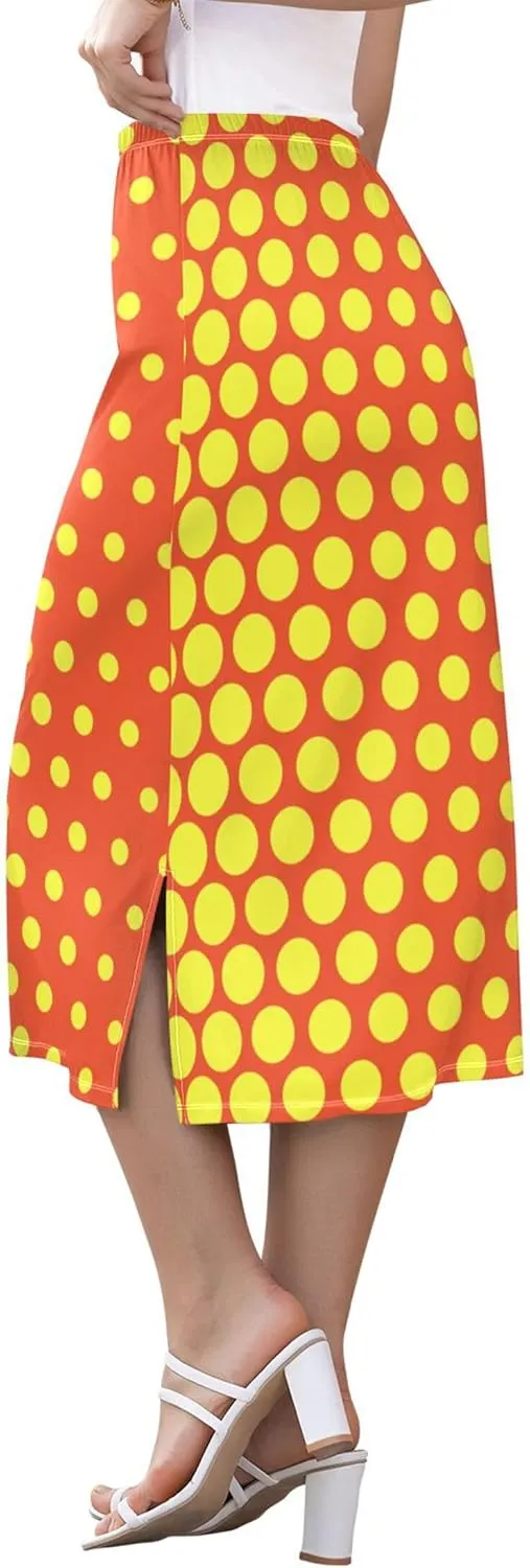 Linen Midi Skirts with Slit Womens Floral Straight Skirt High Waist Stretch Ladies Skirts