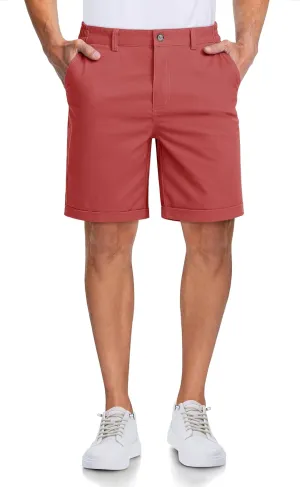 MAGCOMSEN Mens Casual Shorts 7 Inch Cotton Flat Front Shorts Lightweight Elastic Waist Summer Dress Shorts with Pockets