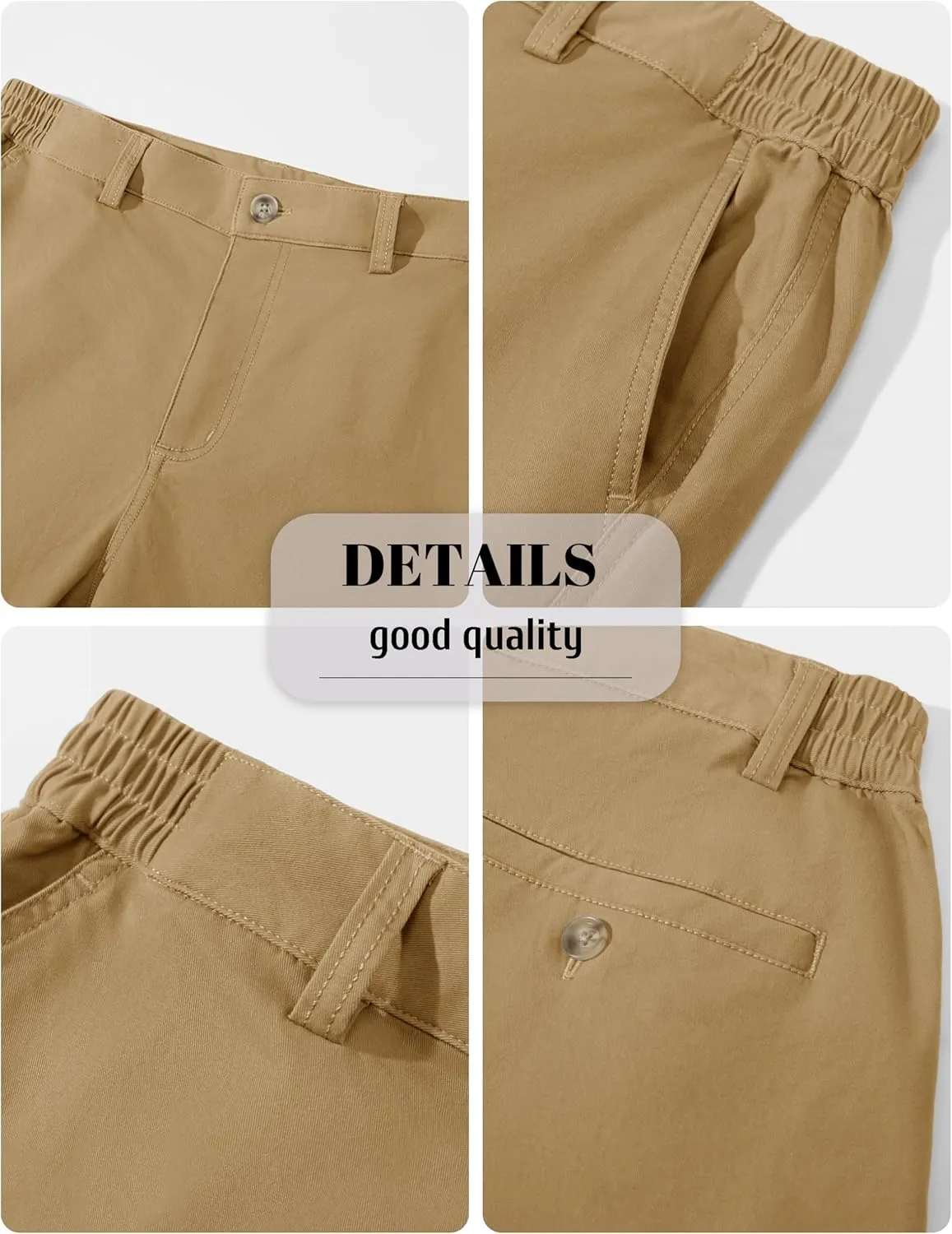 MAGCOMSEN Mens Casual Shorts 7 Inch Cotton Flat Front Shorts Lightweight Elastic Waist Summer Dress Shorts with Pockets