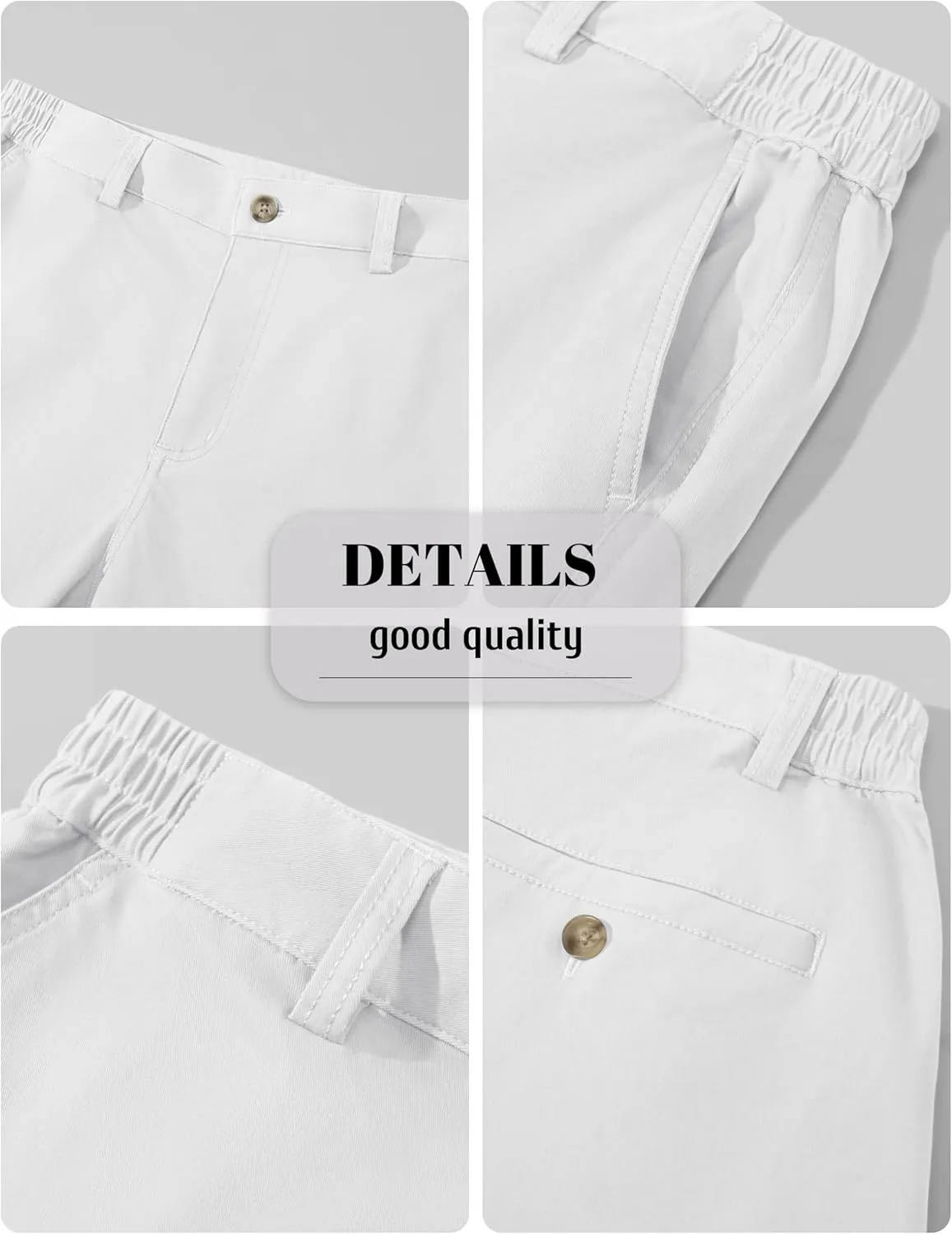MAGCOMSEN Mens Casual Shorts 7 Inch Cotton Flat Front Shorts Lightweight Elastic Waist Summer Dress Shorts with Pockets