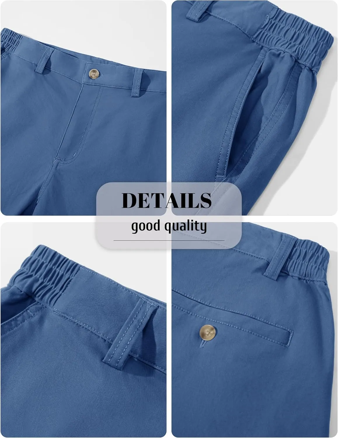 MAGCOMSEN Mens Casual Shorts 7 Inch Cotton Flat Front Shorts Lightweight Elastic Waist Summer Dress Shorts with Pockets