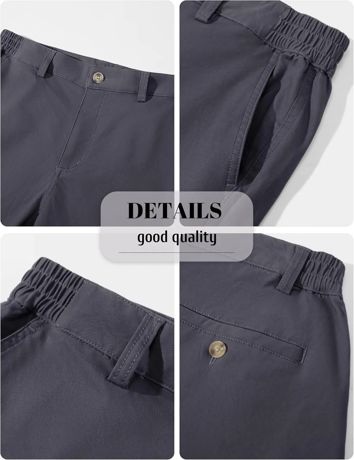 MAGCOMSEN Mens Casual Shorts 7 Inch Cotton Flat Front Shorts Lightweight Elastic Waist Summer Dress Shorts with Pockets