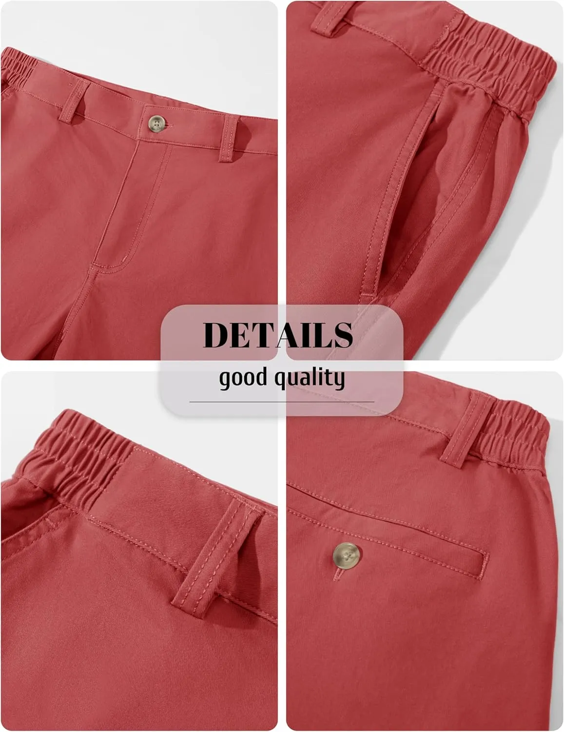 MAGCOMSEN Mens Casual Shorts 7 Inch Cotton Flat Front Shorts Lightweight Elastic Waist Summer Dress Shorts with Pockets
