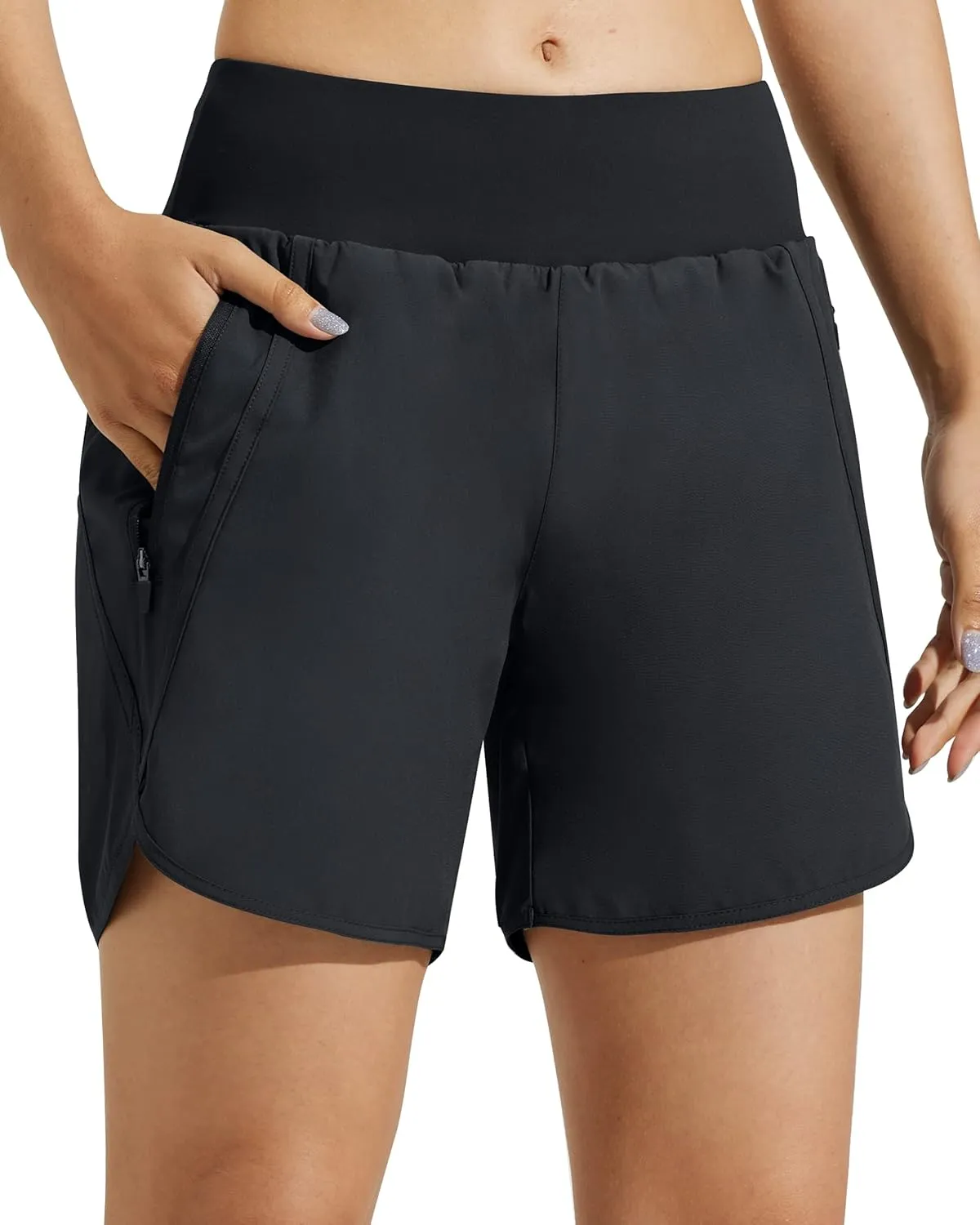 MASKERT Womens 5 Inches Athletic Running Shorts with Zipper Pockets Quick Dry Lounge Gym Workout Shorts with Liner