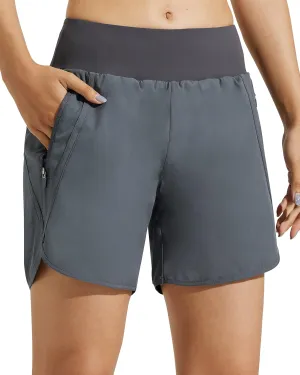 MASKERT Womens 5 Inches Athletic Running Shorts with Zipper Pockets Quick Dry Lounge Gym Workout Shorts with Liner