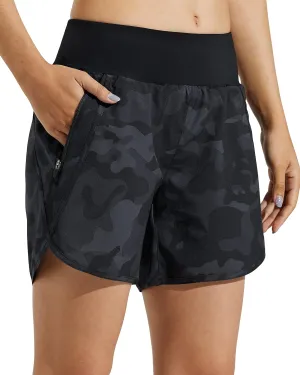 MASKERT Womens 5 Inches Athletic Running Shorts with Zipper Pockets Quick Dry Lounge Gym Workout Shorts with Liner