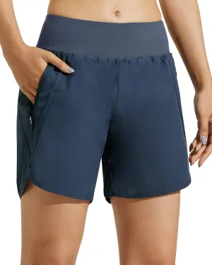 MASKERT Womens 5 Inches Athletic Running Shorts with Zipper Pockets Quick Dry Lounge Gym Workout Shorts with Liner