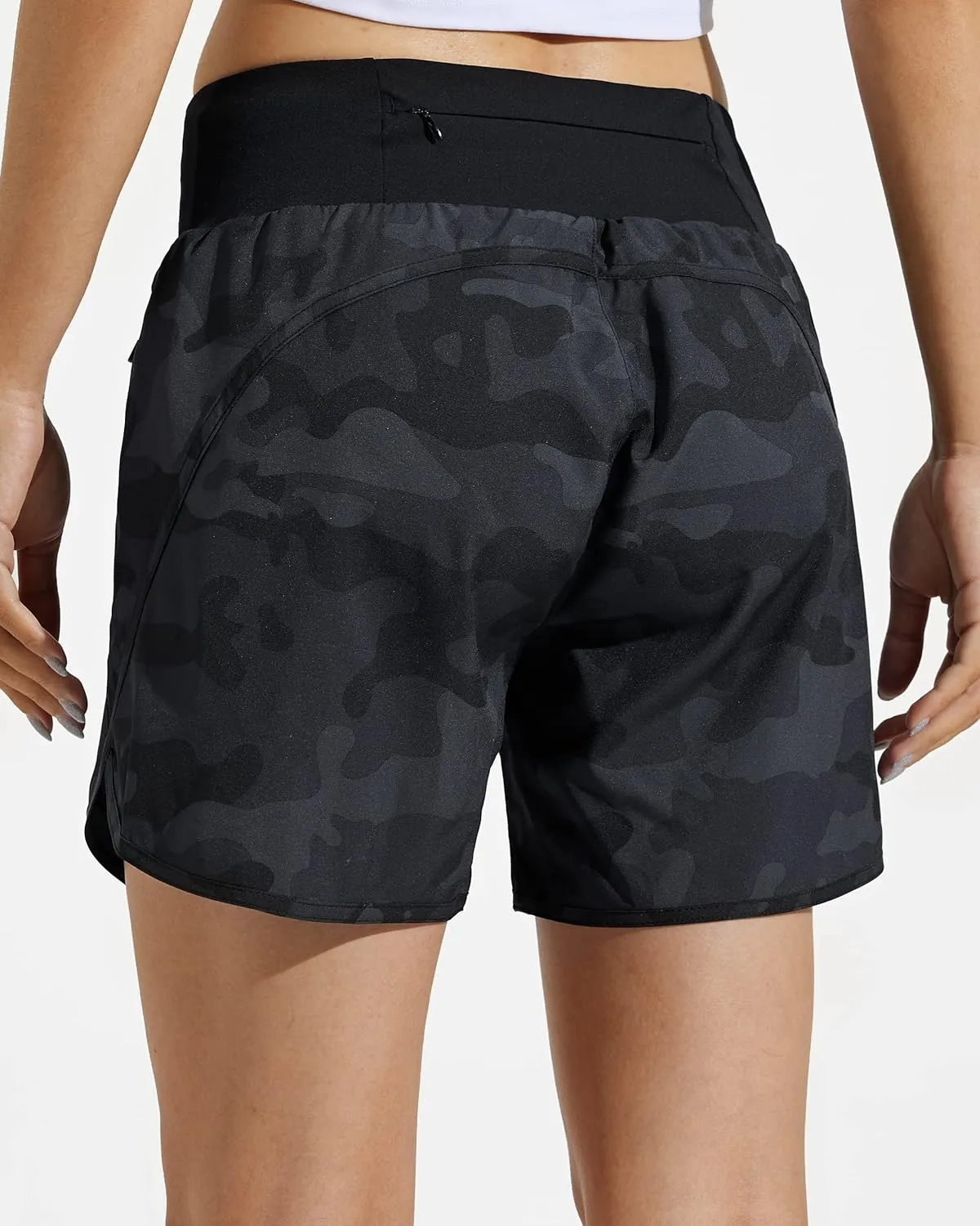MASKERT Womens 5 Inches Athletic Running Shorts with Zipper Pockets Quick Dry Lounge Gym Workout Shorts with Liner