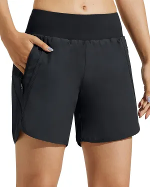 MASKERT Womens 5 Inches Athletic Running Shorts with Zipper Pockets Quick Dry Lounge Gym Workout Shorts with Liner