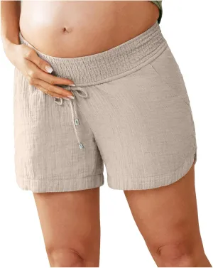 Maternity Shorts for Women Summer Comfy Over Belly Pregnancy Shorts Asymmetrical Hem Baggy Breathable Sleep Short Sky Blue L