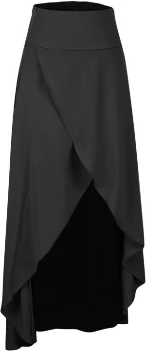 Maxi Skirts for Women Trendy Asymmetrical Boho Midi Beach Skirt High Waist Ruffle Wrap Skirt High Low Draped Skirts