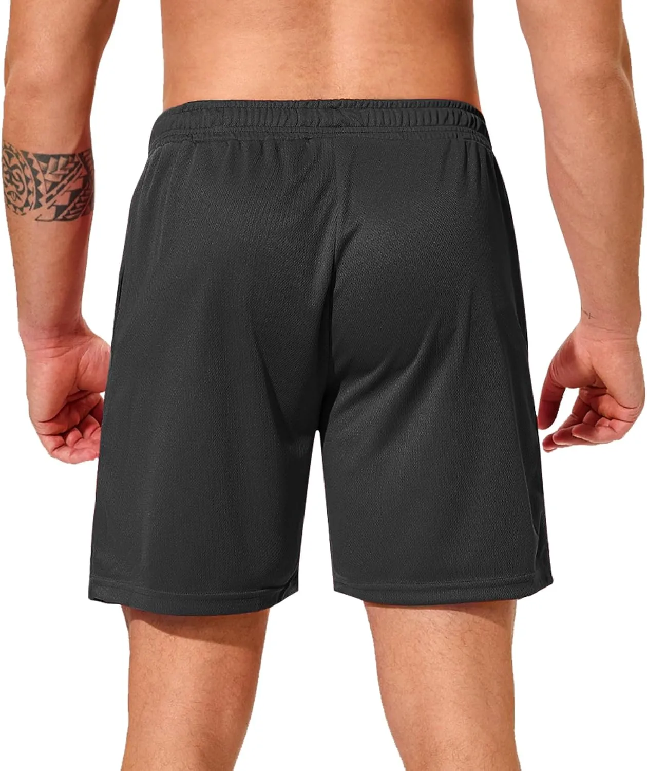 Men Drawstring Athletic Shorts Elastic Waistband Running Shorts Quick Dry Activewear Gym Workout Shorts