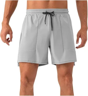 Men's Athletic Running Shorts Quick Dry Workout Drawstring Shorts Lightweight Summer Gym Sports Shorts with Pockets