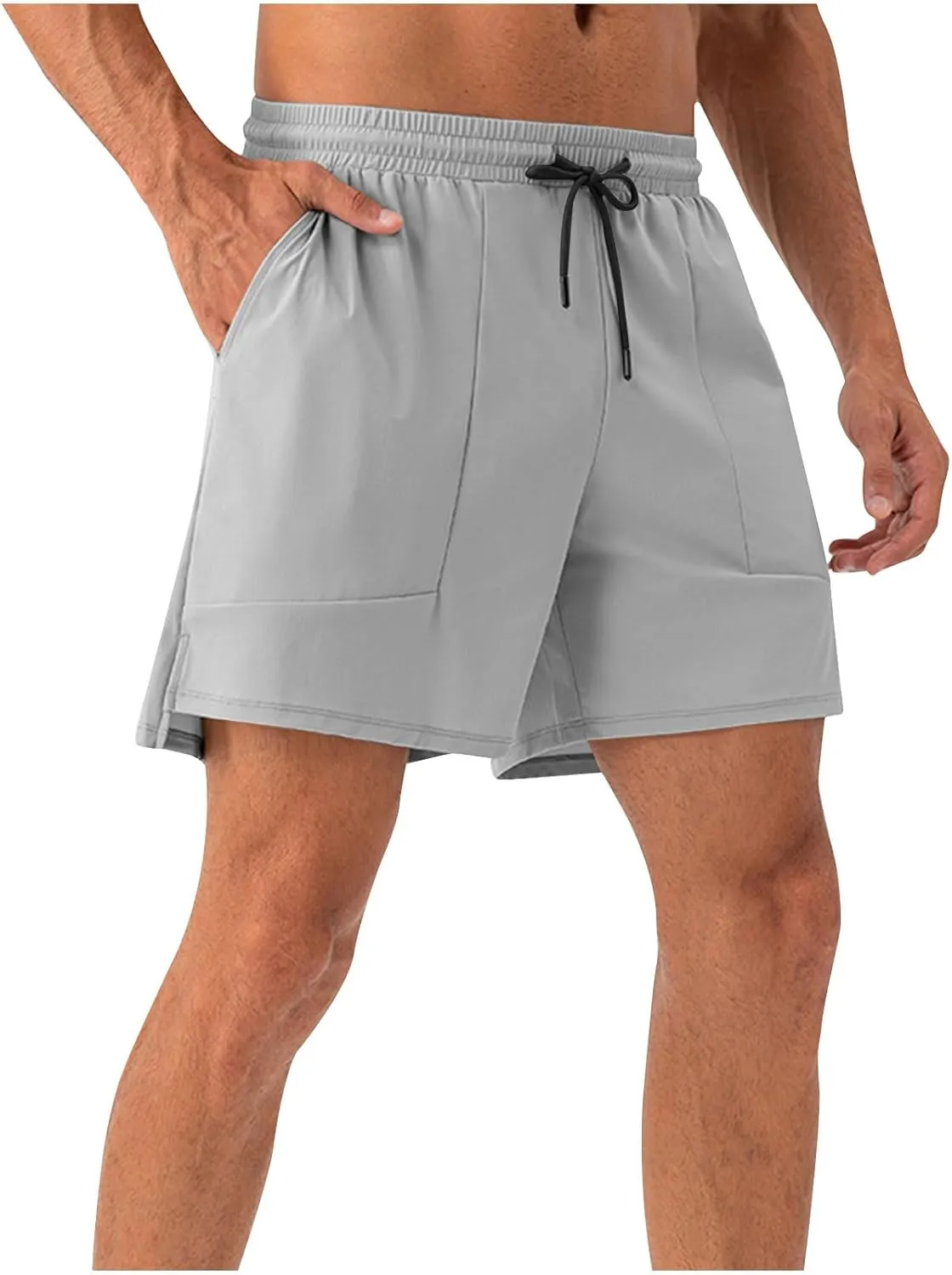 Men's Athletic Running Shorts Quick Dry Workout Drawstring Shorts Lightweight Summer Gym Sports Shorts with Pockets