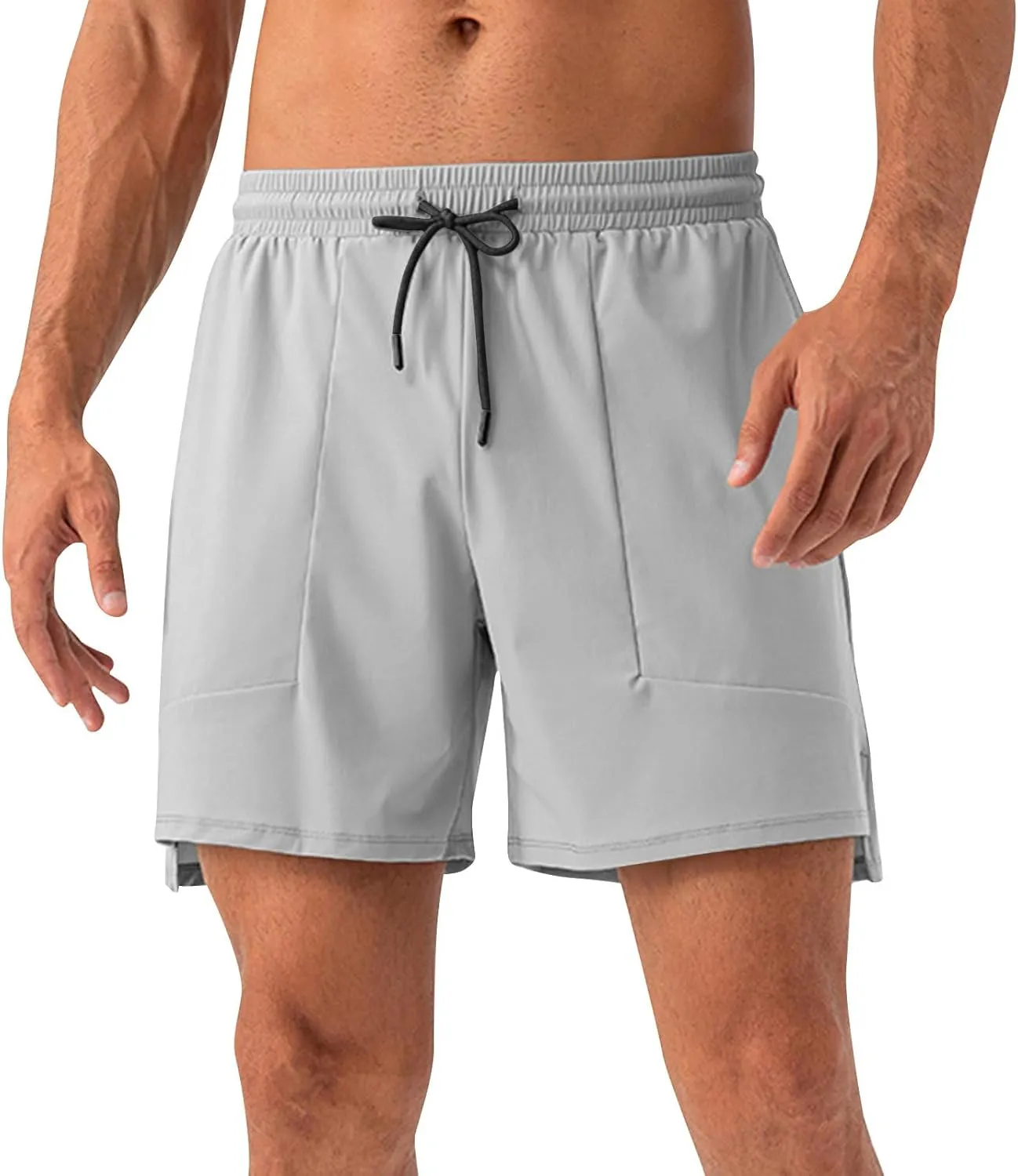 Men's Athletic Running Shorts Quick Dry Workout Drawstring Shorts Lightweight Summer Gym Sports Shorts with Pockets