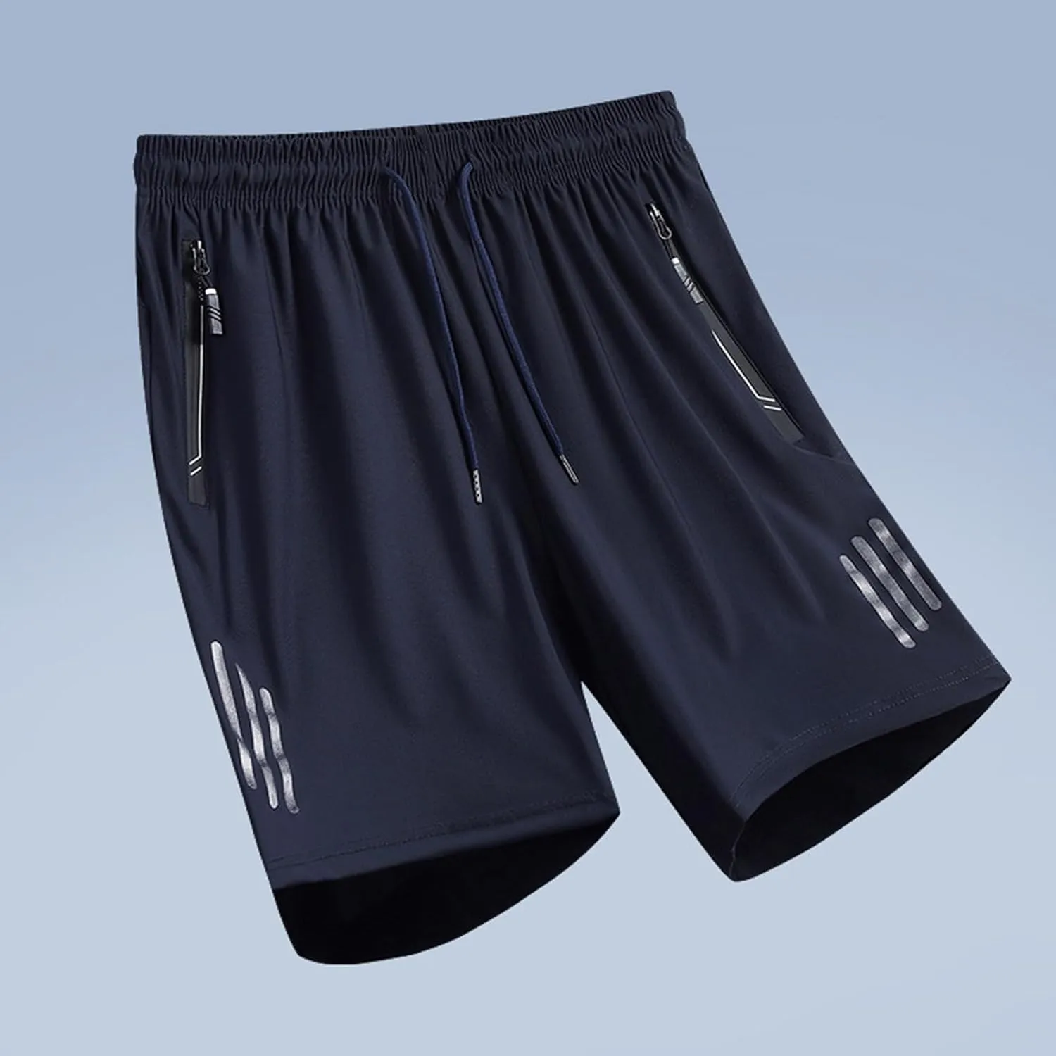 Mens Athletic Running Workout Shorts Quick Dry Elastic Waist Shorts Big Tall Loose Lightweight Shorts with Zip Pocket